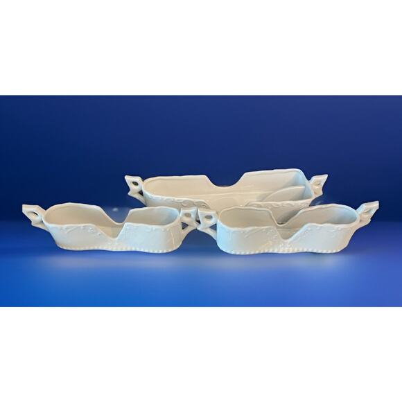 Home Essentials White Porcelain Flatware Caddies 3 Pc Set Spoon Fork Knife JAPAN - Picture 1 of 6